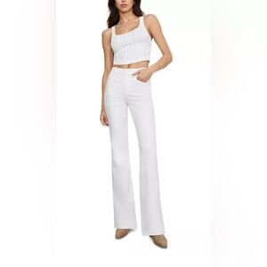 Good American White Flare Jeans mid rise sz 6/28, 33.5 inseam, long length
